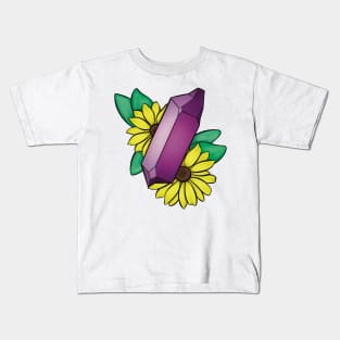 Amethyst and Yellow Flowers Kids T-Shirt